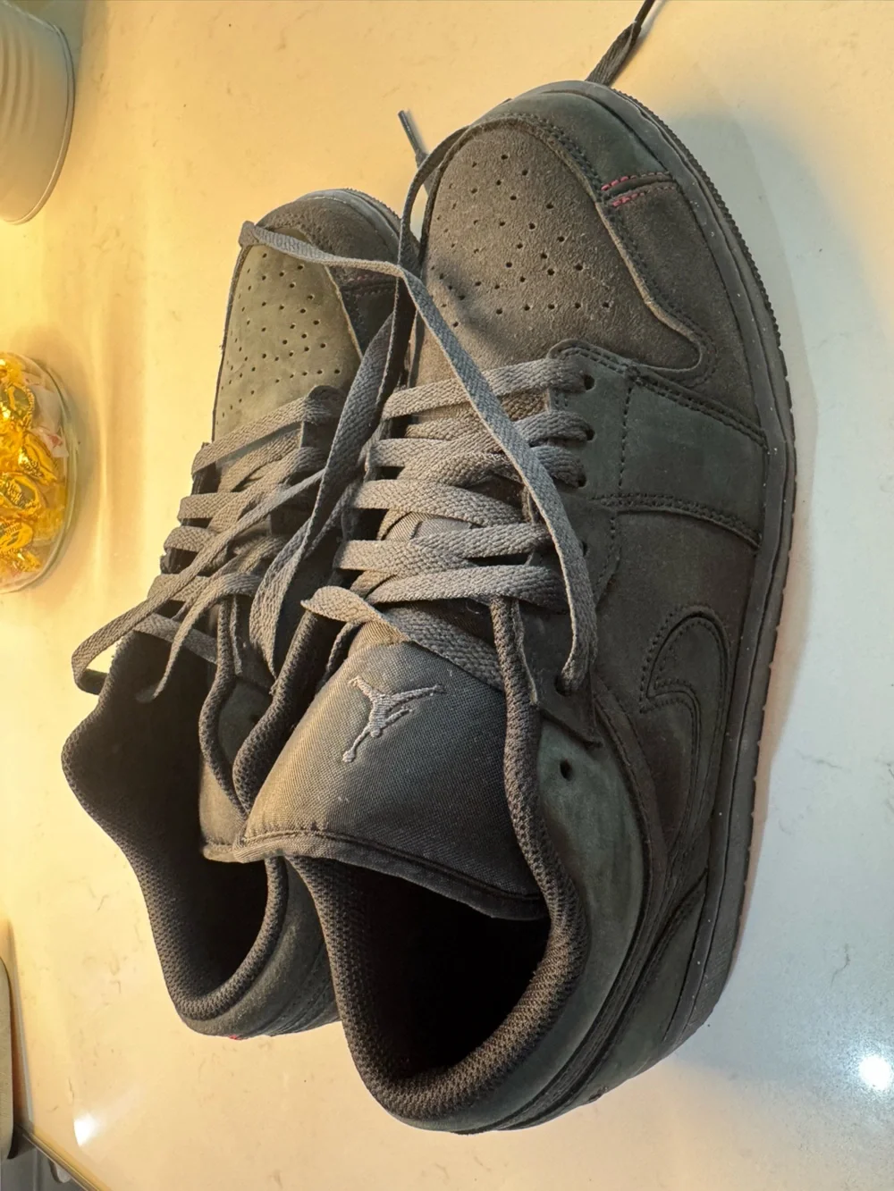 Nike Air Jordan Low-Top SE Sneakers in Dark Smoke Grey/Black Mens